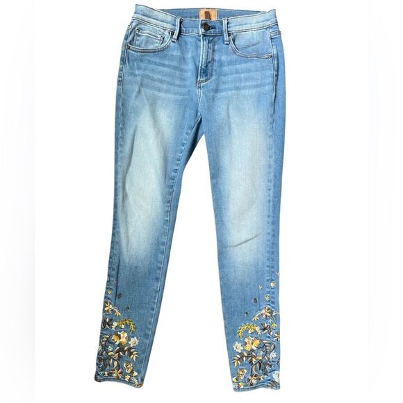 Driftwood Marilyn Embroidered Floral Skinny Jeans Size 26 Boho Chic Stretch - Picture 1 of 6